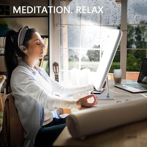 JUXLamp® Large Light Therapy lamp LED Bright White 10000 lux @10 in High Illumination Natural Environment Wake-up Light,Multiple Sets of White Noise,Desktop or Wall Mountable Free Combination in Kuwait