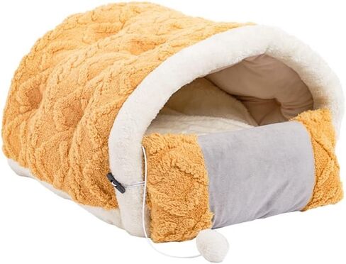 QUIZAIYO Cat Cave Bed - Soft & Cozy Pet Bed for Small Dogs & Cats, Fluffy Bed with Ball & Slip-Resistant Bottom, Self-Warming Dog Bed with Creative Pillow for Indoor Use. in Saudi Arabia