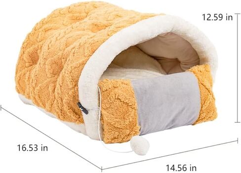 QUIZAIYO Cat Cave Bed - Soft & Cozy Pet Bed for Small Dogs & Cats, Fluffy Bed with Ball & Slip-Resistant Bottom, Self-Warming Dog Bed with Creative Pillow for Indoor Use. in Saudi Arabia