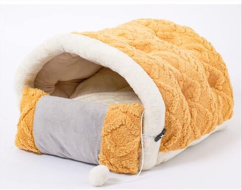 QUIZAIYO Cat Cave Bed - Soft & Cozy Pet Bed for Small Dogs & Cats, Fluffy Bed with Ball & Slip-Resistant Bottom, Self-Warming Dog Bed with Creative Pillow for Indoor Use. in Saudi Arabia
