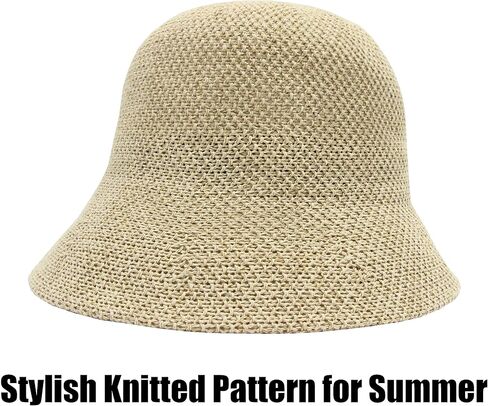 YOFARCHOY قبعة الشمس خفيفة الوزن قابلة للتعبئة للنساء قبعات شمسية قابلة للطي قبعات دلو منسوجة قبعة للشاطئ قابلة للتعبئة قبعة مرنة محبوكة in Kuwait