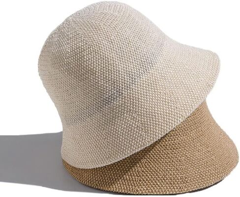 YOFARCHOY قبعة الشمس خفيفة الوزن قابلة للتعبئة للنساء قبعات شمسية قابلة للطي قبعات دلو منسوجة قبعة للشاطئ قابلة للتعبئة قبعة مرنة محبوكة in Kuwait