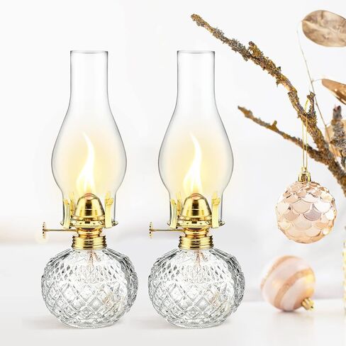 Oil Lamps for Indoor Use, Augot 2pcs Oil Lamp with Oil Wicks Lantern Glass Replacement, Kerosene Lantern Lamp Lamps Oil Lanterns for Indoor Use, Oil Lamps for Indoor Use Emergency Home Decor Lighting in Kuwait