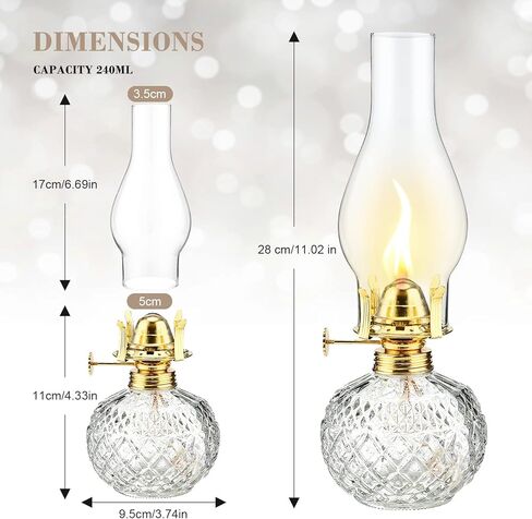 Oil Lamps for Indoor Use, Augot 2pcs Oil Lamp with Oil Wicks Lantern Glass Replacement, Kerosene Lantern Lamp Lamps Oil Lanterns for Indoor Use, Oil Lamps for Indoor Use Emergency Home Decor Lighting in Kuwait