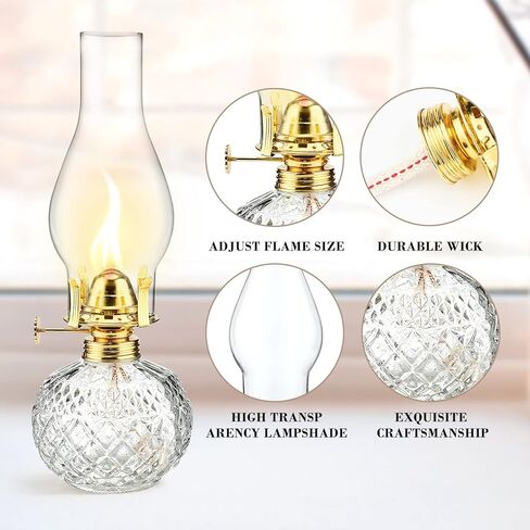 Oil Lamps for Indoor Use, Augot 2pcs Oil Lamp with Oil Wicks Lantern Glass Replacement, Kerosene Lantern Lamp Lamps Oil Lanterns for Indoor Use, Oil Lamps for Indoor Use Emergency Home Decor Lighting in Kuwait