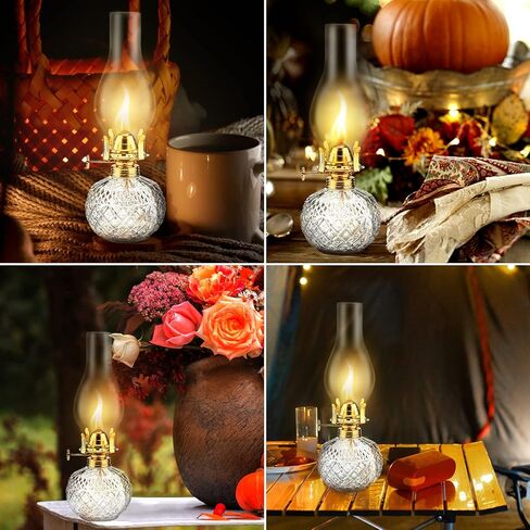 Oil Lamps for Indoor Use, Augot 2pcs Oil Lamp with Oil Wicks Lantern Glass Replacement, Kerosene Lantern Lamp Lamps Oil Lanterns for Indoor Use, Oil Lamps for Indoor Use Emergency Home Decor Lighting in Kuwait
