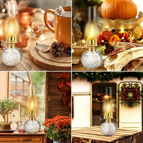 Oil Lamps for Indoor Use, Augot 2pcs Oil Lamp with Oil Wicks Lantern Glass Replacement, Kerosene Lantern Lamp Lamps Oil Lanterns for Indoor Use, Oil Lamps for Indoor Use Emergency Home Decor Lighting in Kuwait