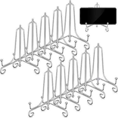 10 Pack 4 Inch Plate Stands for Display Plate Holder Display Stands Iron Easel Stand for Picture Frame, Decorative Plates, Book, Photo and Tabletop Art in Saudi Arabia