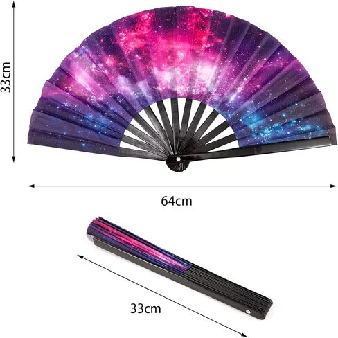 QCWN Black White Rave Fan,Folding Hand Fans,Chinese Fan,Renaissance Fan,Clack Fan,Large Hand Fan For Festivals,Halloween,Burlesque,Drag Queen.Hand Fan Foldable As Rave Outfits Accessories For Women in Saudi Arabia
