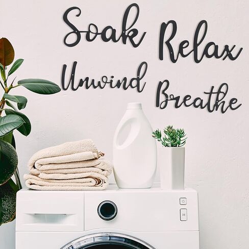 فيرايكل 4 قطع نقع الاسترخاء الاسترخاء التنفس قطع معدنية نقع الاسترخاء ديكور جدار الحمام حروف سوداء ديكور جدار الحمام ديكور جدار الحمام كلمات مضحكة الحمام لافتة جدار معدني للحمام المرحاض in Kuwait