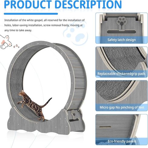 Cat Wheel Cat Exercise Wheel Cat Wheels for Indoor Cats Cat Wheel Exerciser Cats Loss Weight Device Preventing Cat Lack of Exercise for Indoor Cats Cat Treadmill for All Cats (39in2) in Kuwait