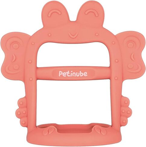 PETINUBE Anti-Dropping Silicone Baby Wrist Teether Soothing Pacifier for Infants 3+ Months Babies, Pack of 1, Made in Korea (Crab-Baby Coral) in Saudi Arabia