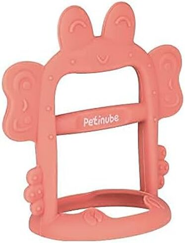 PETINUBE Anti-Dropping Silicone Baby Wrist Teether Soothing Pacifier for Infants 3+ Months Babies, Pack of 1, Made in Korea (Crab-Baby Coral) in Saudi Arabia