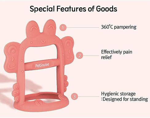 PETINUBE Anti-Dropping Silicone Baby Wrist Teether Soothing Pacifier for Infants 3+ Months Babies, Pack of 1, Made in Korea (Crab-Baby Coral) in Saudi Arabia
