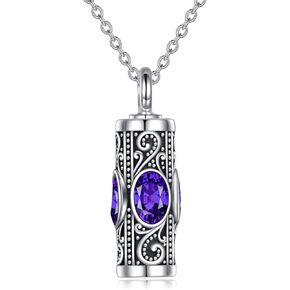 AOBOCO Sterling Silver Urn Necklace for Pet Ashes and Human Ashes