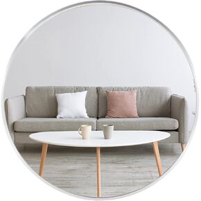 مرآة دائرية من QDSSDECO - مرآة مستديرة مقاس 30 بوصة بإطار معدني، مرآة حائط كبيرة مرآة حمام معلقة للمداخل والحمام وغرفة النوم وغرفة المعيشة، فضية in Kuwait