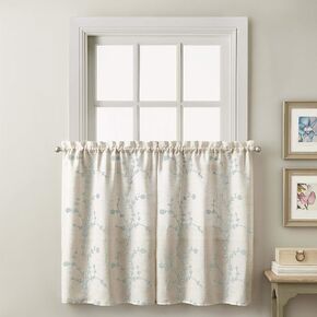 CHF Lynette Floral Embroidered Valance and Tier Pair Curtain Collection in Kuwait