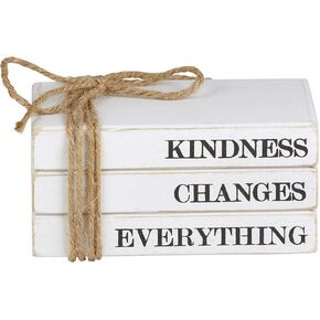 Creative Brands Wooden Faux Book Block Stack Farmhouse Tabletop Shelf Decor at Faithworks, 5 x 2 x 3-Inch, Be Still and Know