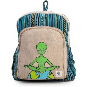 حقيبة ظهر من القنب الفضائي للتأمل - تصميم هيبي ياك صديق للبيئة، حقيبة نهارية كاجوال متينة وعملية للسفر والمشي لمسافات طويلة من Freakmandu in Kuwait