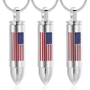 Bullet American Flag Teardrop Urn Necklaces for Man/Women Bullet Cremation Jewelry for Ashes, Stainless Steel Cremation Urns Memorial Keepsake Ashes Holder for Pets Dogs Cats in Kuwait