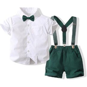 YUN HAO Toddler Baby Boys Gentleman Suits Short Sleeve Outfits Bow Tie T-Shirt+Pants Overalls Clothes Set in Saudi Arabia