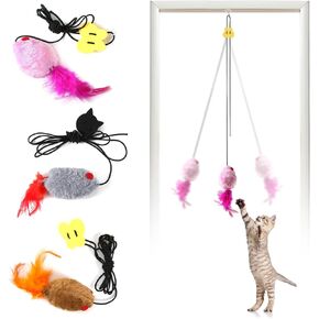 PAKESI 3 Pack Hanging Mouse Cat Toy for Indoor Cats,Cat Catching Mouse Toy, Interactive Cat Mice Toys for Indoor Cats Kittens Self Play Chase Exercise in Kuwait