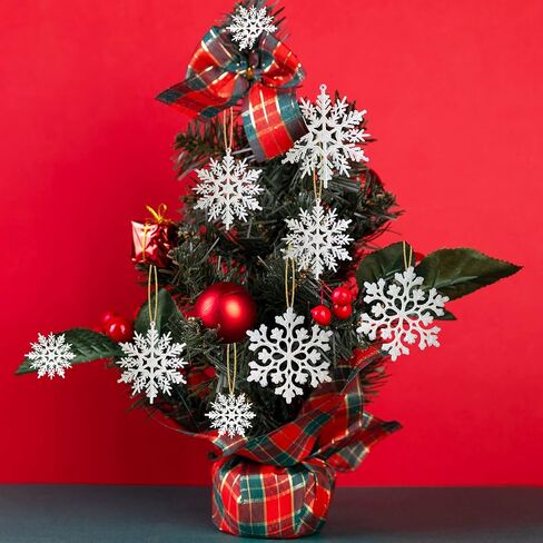 36 قطعة من الحلي البلاستيكية ندفة الثلج، أحجام متنوعة لامعة بيضاء بريق ندفة الثلج عيد الميلاد زينة زينة معلقة لتزيين عيد الميلاد والحرف والزفاف والزخرفة in Kuwait