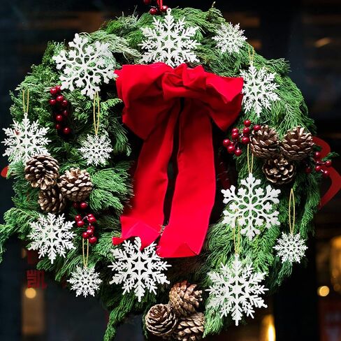 36 قطعة من الحلي البلاستيكية ندفة الثلج، أحجام متنوعة لامعة بيضاء بريق ندفة الثلج عيد الميلاد زينة زينة معلقة لتزيين عيد الميلاد والحرف والزفاف والزخرفة in Kuwait