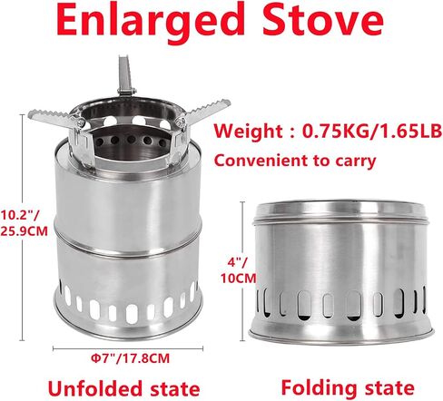 EMOT Oversized Camping Stove, Large 7 Inches Outdoor Wood Stove, Rocket Stove, Camping Backpacking Stoves. Burns Twigs, NO Batteries or Liquid Fuel Gas Canister Required, 1.75 LB in Saudi Arabia