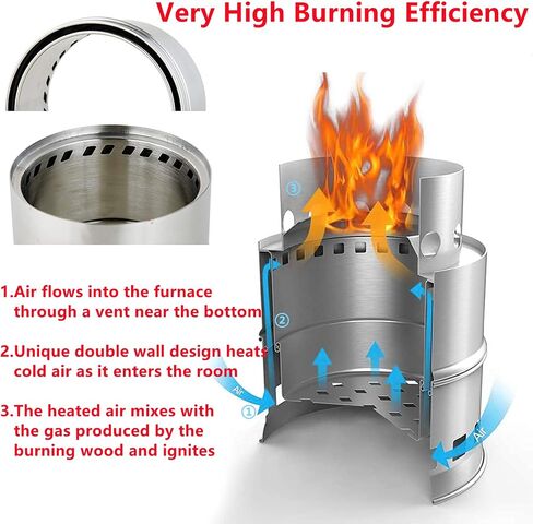 EMOT Oversized Camping Stove, Large 7 Inches Outdoor Wood Stove, Rocket Stove, Camping Backpacking Stoves. Burns Twigs, NO Batteries or Liquid Fuel Gas Canister Required, 1.75 LB in Saudi Arabia