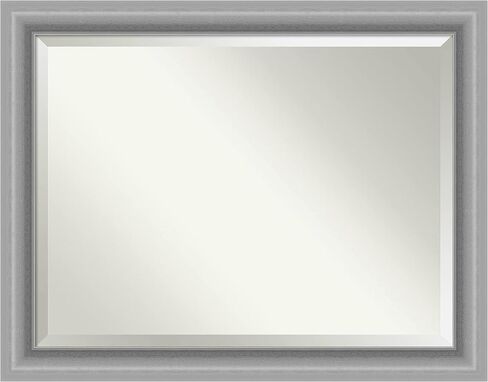 Amanti Art Bathroom Mirror, Brushed Nickel Wall Mirror for use as Bathroom Vanity Mirror Over Sink (23.5 x 19.5 in.) Beveled Mirror, Silver Mirror, Modern Mirror from WI, USA in Saudi Arabia