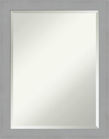 Amanti Art Bathroom Mirror, Brushed Nickel Wall Mirror for use as Bathroom Vanity Mirror Over Sink (23.5 x 19.5 in.) Beveled Mirror, Silver Mirror, Modern Mirror from WI, USA in Saudi Arabia