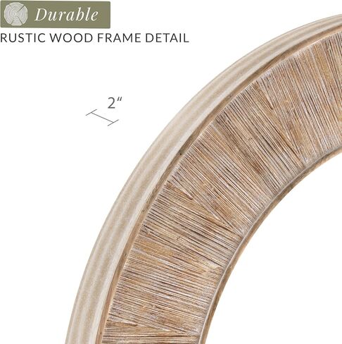 Barnyard Designs 31.5" Rustic Round Wood Mirror, Circular Coastal Farmhouse Wooden Mirror for Bathroom Wall Decor, Brown in Saudi Arabia