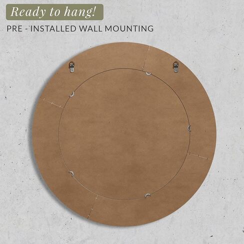 Barnyard Designs 31.5" Rustic Round Wood Mirror, Circular Coastal Farmhouse Wooden Mirror for Bathroom Wall Decor, Brown in Saudi Arabia