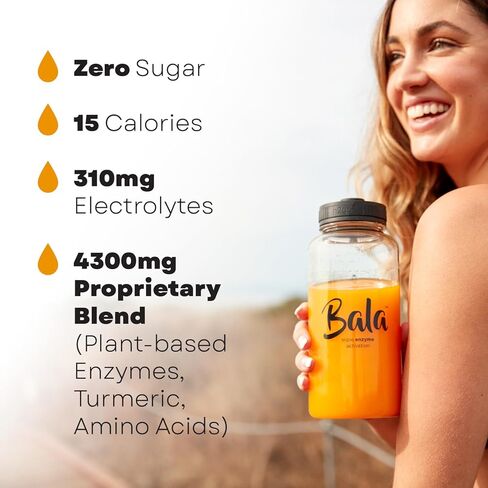 عبوة مزيج مشروب الكركم المرطب من BALA | مسحوق إلكتروليت خالي من السكر، تعافي العضلات، دعم المناعة، تخفيف المفاصل | إنزيمات نباتية، بروميلين - أناناس (30 عبوة) in Kuwait