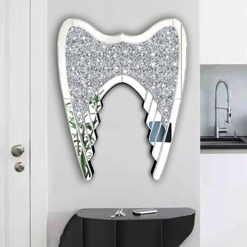 ZOLAPI Guardian Angel Wing,Crystal Rhinestone Diamond Glass Mirror,Heavenly Wings for Home Decor,Perfect Wall Decoration for Bedroom/Living Room/Hallway(16"x20"x1") in Kuwait