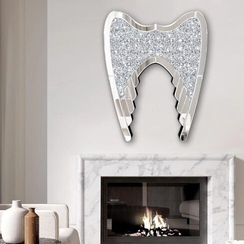 ZOLAPI Guardian Angel Wing,Crystal Rhinestone Diamond Glass Mirror,Heavenly Wings for Home Decor,Perfect Wall Decoration for Bedroom/Living Room/Hallway(16"x20"x1") in Kuwait