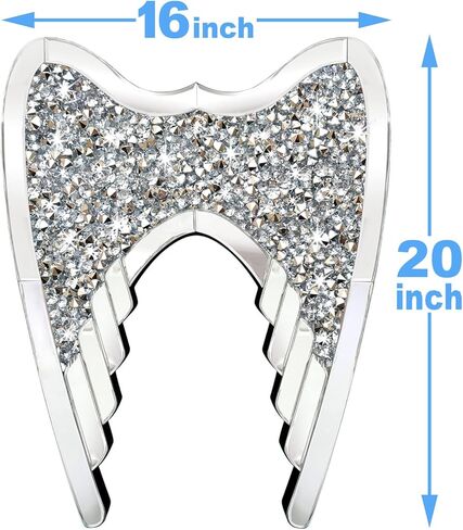 ZOLAPI Guardian Angel Wing,Crystal Rhinestone Diamond Glass Mirror,Heavenly Wings for Home Decor,Perfect Wall Decoration for Bedroom/Living Room/Hallway(16"x20"x1") in Kuwait