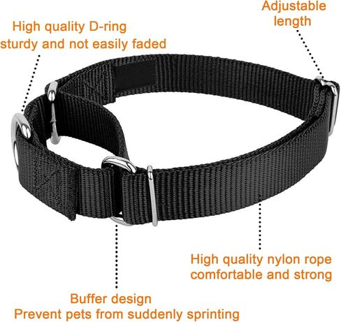 مارتينجال طوق الكلب قابل للتعديل نايلون الكلب مارتينجال الياقات تدريب الكلب طوق الهروب دليل طوق الكلب لا سحب طوق الكلب طوق زلة للكلاب متوسطة أسود in Kuwait
