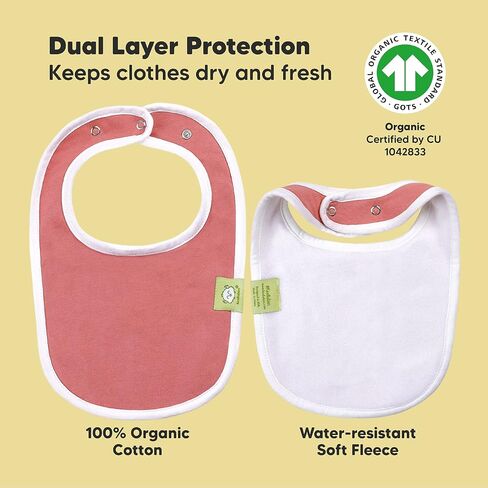 KeaBabies 5-Pack Organic Muslin Baby Burp Cloths and 8-Pack Organic Baby Bibs for Girls & Boys - Bamboo Viscose Cotton Burp Cloth - Teething Baby Bibs for Boy, Girl - Burp Rags - Newborn Bibs for Baby in Saudi Arabia