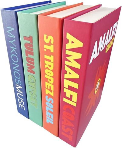 MINI ZOZI Preppy Desk Book ديكور الرف وهمية فو الأزياء كتاب 4PCS فتاة جوز الهند الجمالية الدنماركية الباستيل Beachy الزينة الملونة ديكور الغرفة الكتب الزخرفية ديكورات المنزل Preppy الاشياء الأزرق in Kuwait