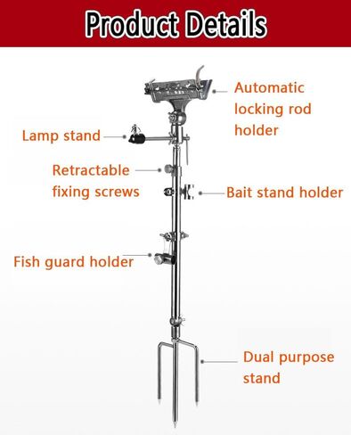 1 حزمة حامل قضيب الصيد 180 درجة حامل قصبة الصيد قابل للتعديل مع دعامة حامل الطعم وحامل حارس الأسماك لصيد الأسماك في البحيرات والأنهار in Kuwait