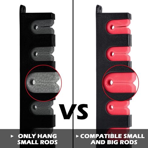 Fishing Rod Holder Wall Mount Fishing Rod Holder for Garage 13.6 Inch Vertical Fishing Pole Holder 6 Fishing Rod Rack for Fishing Boat Garage Wall Accessories(Red Horizontal, 4 Pieces) in Saudi Arabia