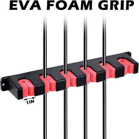 Fishing Rod Holder Wall Mount Fishing Rod Holder for Garage 13.6 Inch Vertical Fishing Pole Holder 6 Fishing Rod Rack for Fishing Boat Garage Wall Accessories(Red Horizontal, 4 Pieces) in Saudi Arabia