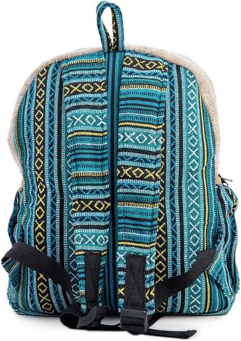 حقيبة ظهر من القنب الفضائي للتأمل - تصميم هيبي ياك صديق للبيئة، حقيبة نهارية كاجوال متينة وعملية للسفر والمشي لمسافات طويلة من Freakmandu in Kuwait