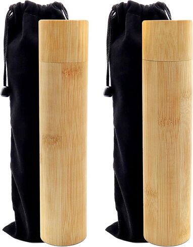 مجموعة INKNOTE المكونة من 2 أنبوب صغير من الخيزران الصغير صديق للبيئة وقابل للتحلل البيولوجي، أنبوب حرق الجثث، جرة حرق الجثث وحقيبة مخملية سوداء للبشر والنساء والحيوانات الأليفة والكلاب والقطط (9 بوصة × 2 بوصة) in Kuwait