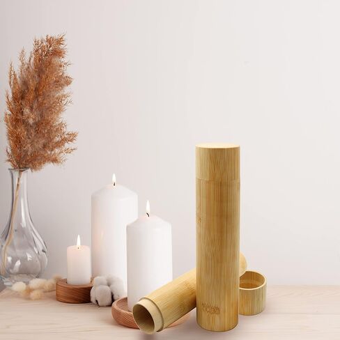 مجموعة INKNOTE المكونة من 2 أنبوب صغير من الخيزران الصغير صديق للبيئة وقابل للتحلل البيولوجي، أنبوب حرق الجثث، جرة حرق الجثث وحقيبة مخملية سوداء للبشر والنساء والحيوانات الأليفة والكلاب والقطط (9 بوصة × 2 بوصة) in Kuwait