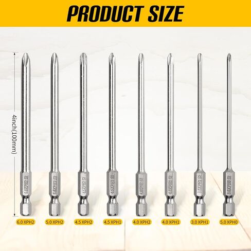 Mixiflor 8 Piece Torx Head Screwdriver Bit Set, Magnetic 1/4 Inch Hex Shank S2 Steel, 4-Inch Long Drill Bit in Kuwait