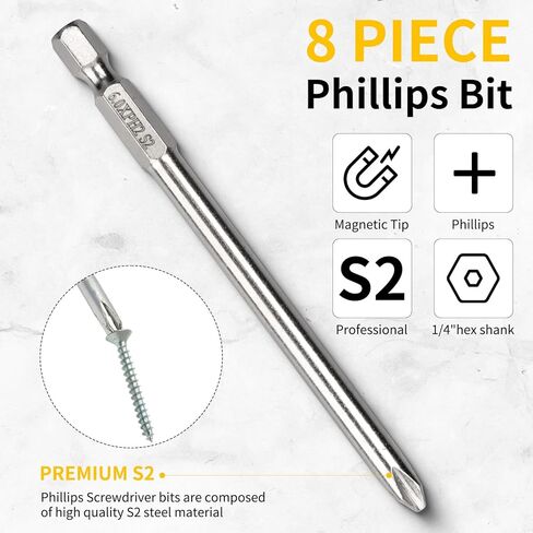 Mixiflor 8 Piece Torx Head Screwdriver Bit Set, Magnetic 1/4 Inch Hex Shank S2 Steel, 4-Inch Long Drill Bit in Kuwait