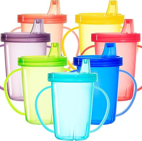 Youngever 8 Pack Kids Sippy Cups with Handle, Sippy Cups for Infant, Kids, Toddler, 8 Assorted Color Sippy Cups in Saudi Arabia